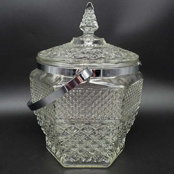 Anchor Hocking Barware Wexford Ice Bucket w Lid & Tongs - Picture 3 of 9